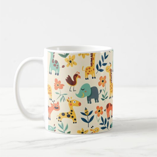 Crazy Animals farbenfrohe Muster Kaffeetasse (Links)
