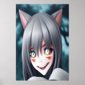Crazy anime cat girl | AI Art Poster (Vorne)