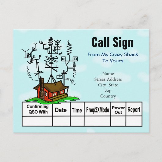 Crazy Antenna Ham Radio Shack QSL Karten (Vorderseite)