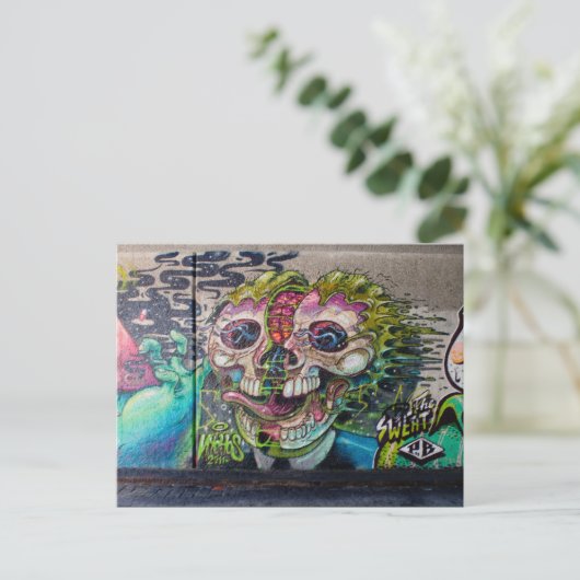 Crazy Art Horror Skull Graffiti Postkarte (Stehend Vorderseite)