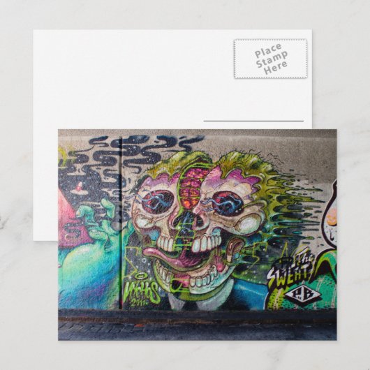 Crazy Art Horror Skull Graffiti Postkarte (Vorne/Hinten)