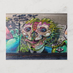 Crazy Art Horror Skull Graffiti Postkarte
