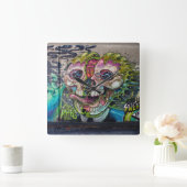 Crazy Art Horror Skull Graffiti Quadratische Wanduhr (Zuhause)