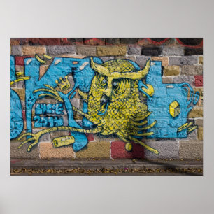 Crazy Art von Fantasie Horned Owl Graffiti Poster