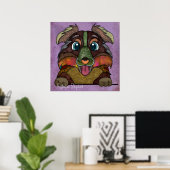 Crazy Australian Shepherd Hund gesichtsbemalt Poster (Heimbüro)