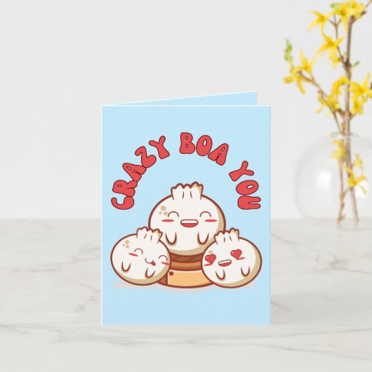 Crazy Bao You - Funny Bao Bun Pun Karte (Gelbe Blume)