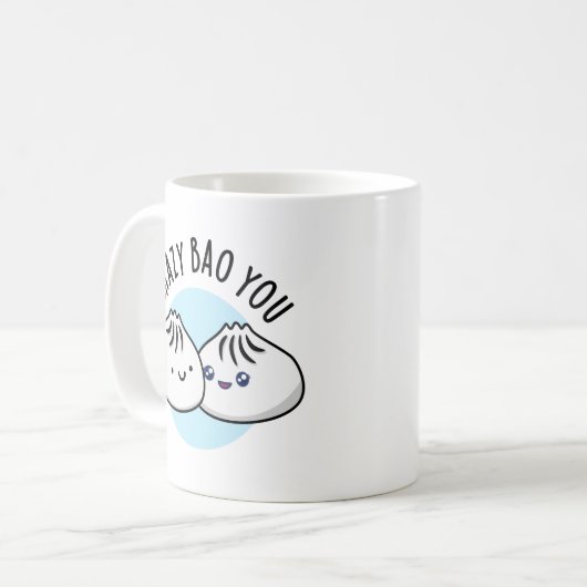 Crazy Bao You Funny Dimsum Pun Kaffeetasse (Vorderseite Links)