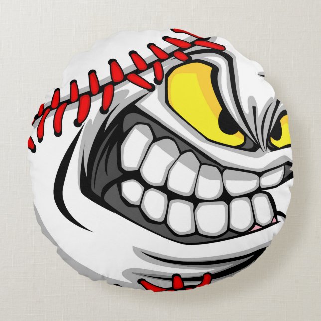 Crazy Baseball THROW PILLOW Rundes Kissen (Vorderseite)