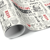 Crazy BBQ: Whimsical Doodle Kunst Geschenkpapier (Rolleneckpunkt)