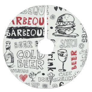 Crazy BBQ: Whimsical Doodle Kunst Polyester Weihnachtsbaumdecke