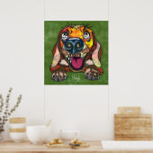 Crazy Beagle Hund handgemalt Poster (Küche)