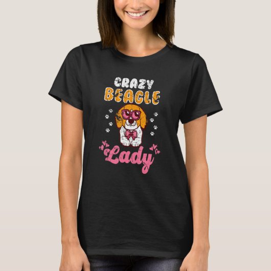 Crazy Beagle Lady Vintag T-Shirt (Vorderseite)