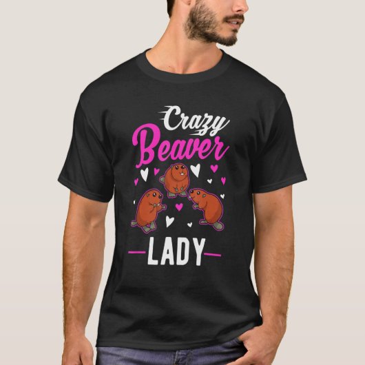 Crazy Beaver Lady T-Shirt (Vorderseite)