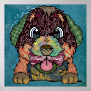 Crazy Bernese Mountain Dog handbemalt Poster