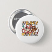 Crazy Besties Take Funny Selfy Work Bestie Gif Button (Vorne & Hinten)