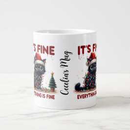 Crazy Black Cat in Christmas Lights Jumbo-Tasse