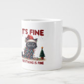 Crazy Black Cat in Christmas Lights Jumbo-Tasse (Rechts)