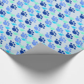 Crazy Blue Paw Wrapping Paper Geschenkpapier (Ecke)