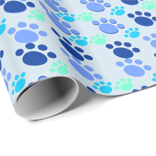 Crazy Blue Paw Wrapping Paper Geschenkpapier (Rolleneckpunkt)