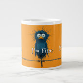 Crazy, Blue Stressed-Out Bird "Mir geht's gut. Es  Jumbo-Tasse (Vorderseite)