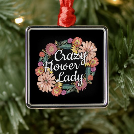 Crazy Blume Lady - Zinnia Gardener Ornament Aus Metall (Baum)