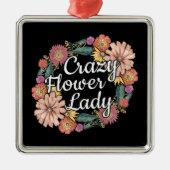 Crazy Blume Lady - Zinnia Gardener Ornament Aus Metall (Vorne)