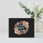 Crazy Blume Lady - Zinnia Gardener Postkarte (Stehend Vorderseite)