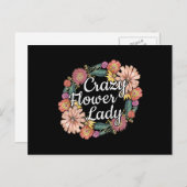 Crazy Blume Lady - Zinnia Gardener Postkarte (Vorne/Hinten)