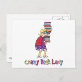 Crazy Book Lady Postkarte (Vorne/Hinten)