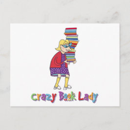 Crazy Book Lady Postkarte