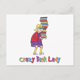 Crazy Book Lady Postkarte