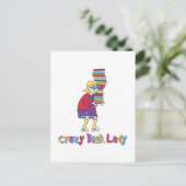 Crazy Book Lady Postkarte (Stehend Vorderseite)
