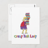 Crazy Book Lady Postkarte (Vorne/Hinten)