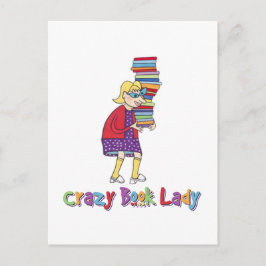 Crazy Book Lady Postkarte