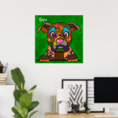 Crazy Boxer Hund gesichtshandgemalt Poster (Heimbüro)
