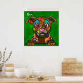 Crazy Boxer Hund gesichtshandgemalt Poster (Küche)