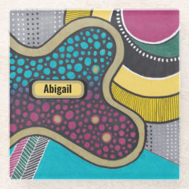 Crazy bright bright Amöbe, Doodle Art, personalisi Glasuntersetzer