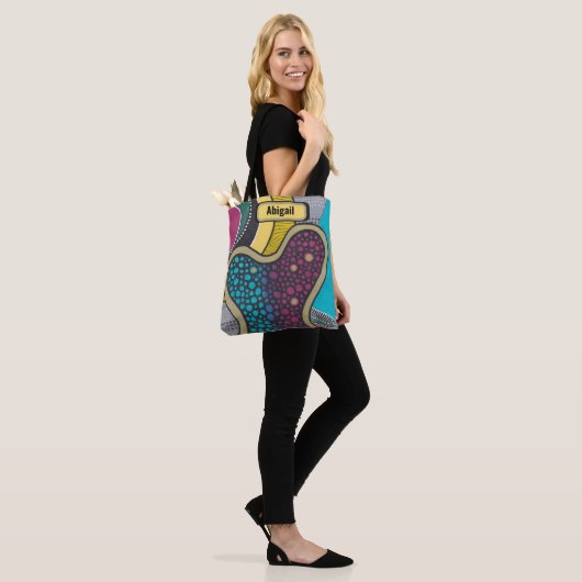 Crazy bright bright amoeba, Doodle Art, Ihr Name Tasche (Am Model)