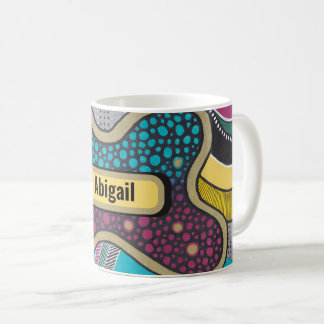 Crazy bright bright amoeba, Ihr Name, Doodle Art Kaffeetasse