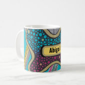 Crazy bright bright amoeba, Ihr Name, Doodle Art Kaffeetasse (Vorderseite Links)