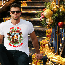 Crazy Brille Kuh Weihnachtskranz T-Shirt