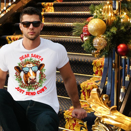 Crazy Brille Kuh Weihnachtskranz T-Shirt