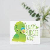 Crazy Budgie Lady Postkarte (Stehend Vorderseite)