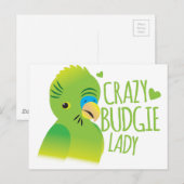Crazy Budgie Lady Postkarte (Vorne/Hinten)
