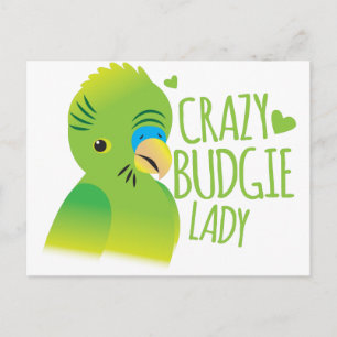 Crazy Budgie Lady Postkarte