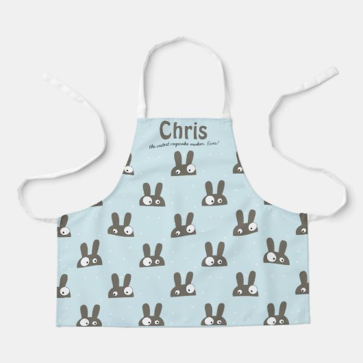 Crazy bunnies 🐰 blau 2 x benutzerdefinierte Text- Schürze (Vorderseite)