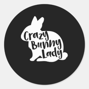 Crazy Bunny Lady - Funny Rabbit Lover Runder Aufkleber