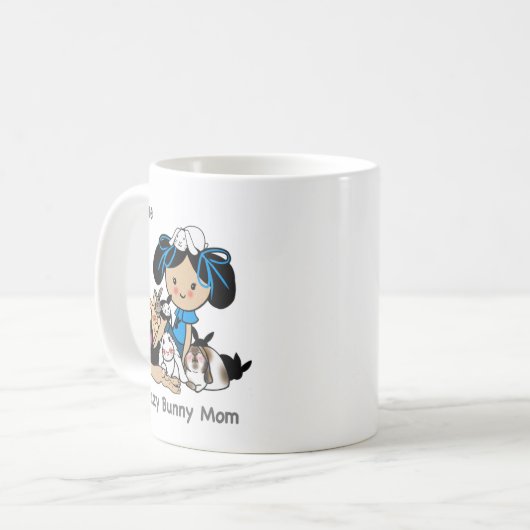 Crazy Bunny Mama Rabbit Lady Geschenk Kaffeetasse (Vorderseite Links)