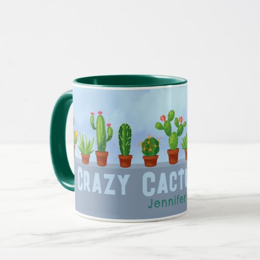 Crazy Cactus Lady Mug with Custom Name Tasse (Vorderseite Links)