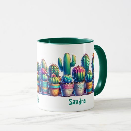 Crazy Cactus Lady Name Tasse (VorderseiteRechts)
